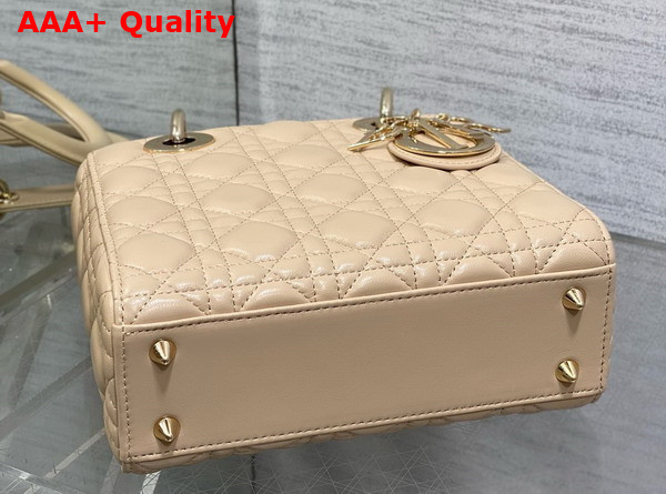 Dior Small Lady Dior My ABCdior Bag in Beige Cannage Lambskin with Pale Gold Finish Metal Replica