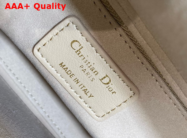 Dior Small Lady Dior My ABCdior Bag in Beige Cannage Lambskin with Pale Gold Finish Metal Replica