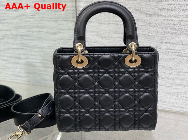 Dior Small Lady Dior My ABCdior Bag in Black Cannage Lambskin with Pale Gold Finish Metal Replica