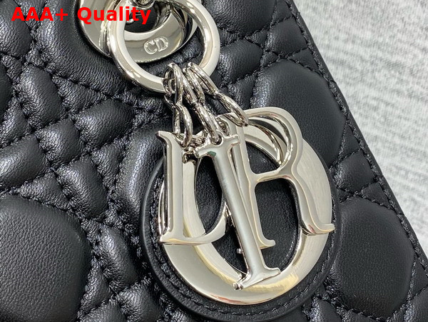 Dior Small Lady Dior My ABCdior Bag in Black Cannage Lambskin with Silver Finish Metal Replica