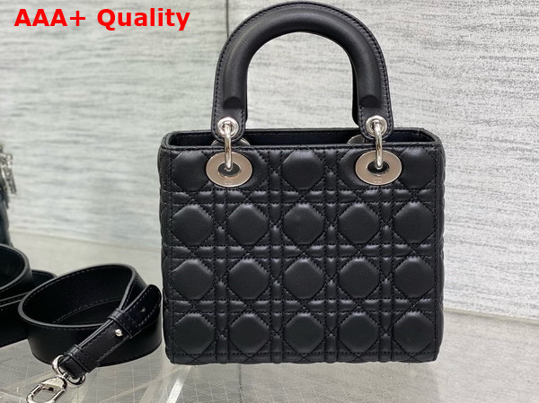 Dior Small Lady Dior My ABCdior Bag in Black Cannage Lambskin with Silver Finish Metal Replica