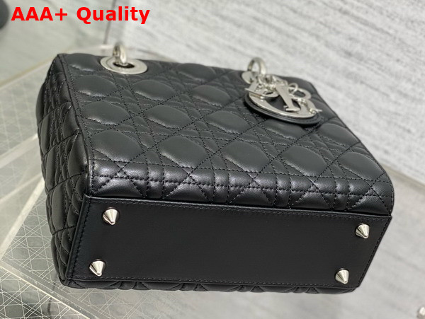 Dior Small Lady Dior My ABCdior Bag in Black Cannage Lambskin with Silver Finish Metal Replica