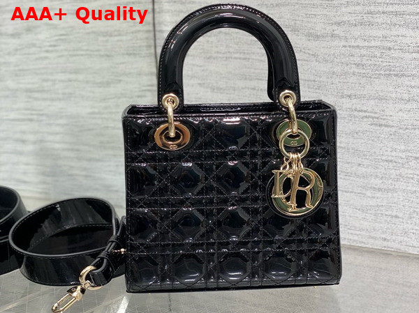Dior Small Lady Dior My ABCdior Bag in Black Patent Cannage Calfskin Replica