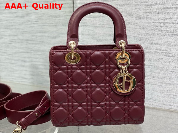 Dior Small Lady Dior My ABCdior Bag in Burgundy Cannage Lambskin Replica