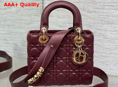 Dior Small Lady Dior My ABCdior Bag in Burgundy Cannage Lambskin Replica