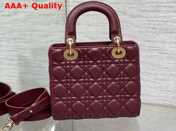 Dior Small Lady Dior My ABCdior Bag in Burgundy Cannage Lambskin Replica