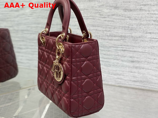 Dior Small Lady Dior My ABCdior Bag in Burgundy Cannage Lambskin Replica