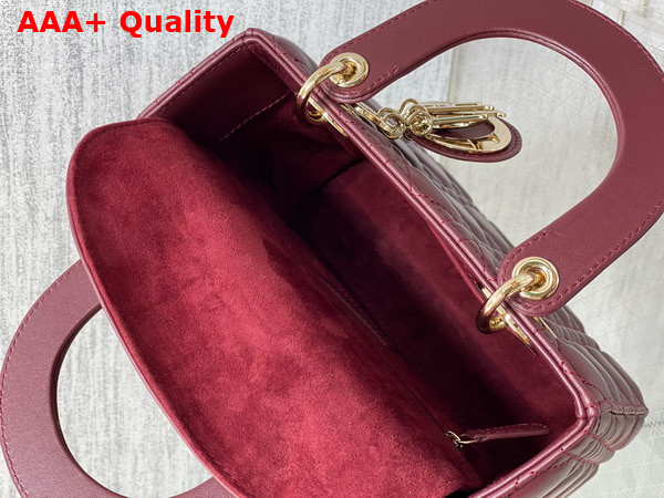 Dior Small Lady Dior My ABCdior Bag in Burgundy Cannage Lambskin Replica