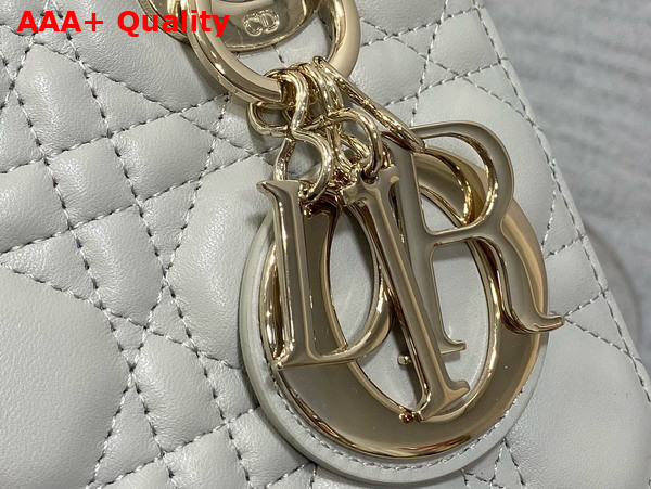 Dior Small Lady Dior My ABCdior Bag in Cloud Gray Lambskin with Pale Gold Finish Metal Replica