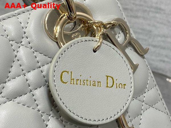 Dior Small Lady Dior My ABCdior Bag in Cloud Gray Lambskin with Pale Gold Finish Metal Replica