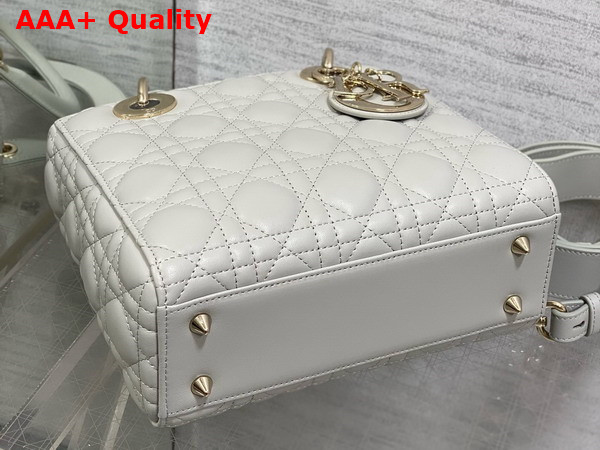 Dior Small Lady Dior My ABCdior Bag in Cloud Gray Lambskin with Pale Gold Finish Metal Replica