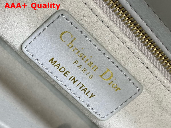 Dior Small Lady Dior My ABCdior Bag in Cloud Gray Lambskin with Pale Gold Finish Metal Replica