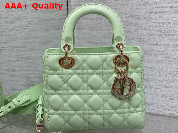 Dior Small Lady Dior My ABCdior Bag in Mint Green Cannage Lambskin with Pale Gold Finish Metal Replica