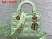Dior Small Lady Dior My ABCdior Bag in Mint Green Cannage Lambskin with Pale Gold Finish Metal Replica