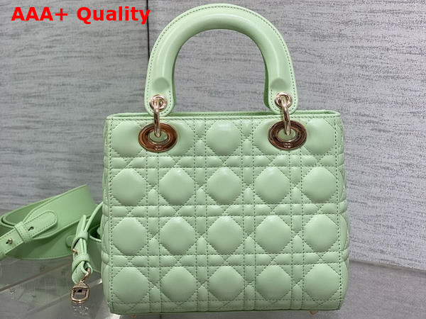 Dior Small Lady Dior My ABCdior Bag in Mint Green Cannage Lambskin with Pale Gold Finish Metal Replica