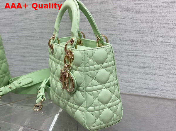 Dior Small Lady Dior My ABCdior Bag in Mint Green Cannage Lambskin with Pale Gold Finish Metal Replica
