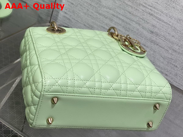 Dior Small Lady Dior My ABCdior Bag in Mint Green Cannage Lambskin with Pale Gold Finish Metal Replica