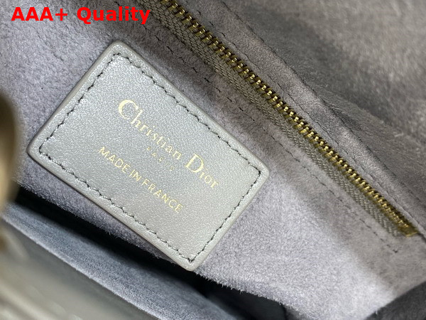 Dior Small Lady Dior My ABCdior Bag in Pearl Gray Cannage Lambskin with Pale Gold Finish Metal Replica