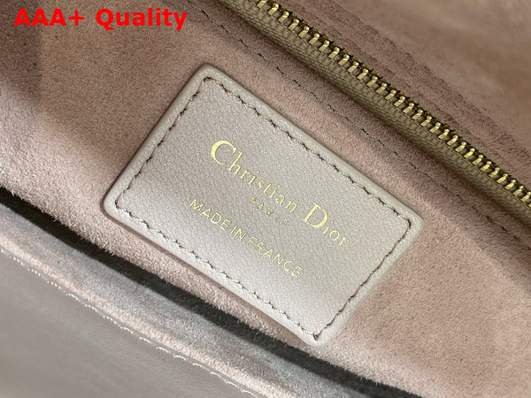 Dior Small Lady Dior My ABCdior Bag in Pearl Pink Cannage Lambskin with Pale Gold Finish Metal Replica