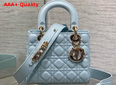 Dior Small Lady Dior My ABCdior Bag in Sky Blue Cannage Lambskin with Pale Gold Finish Metal Replica