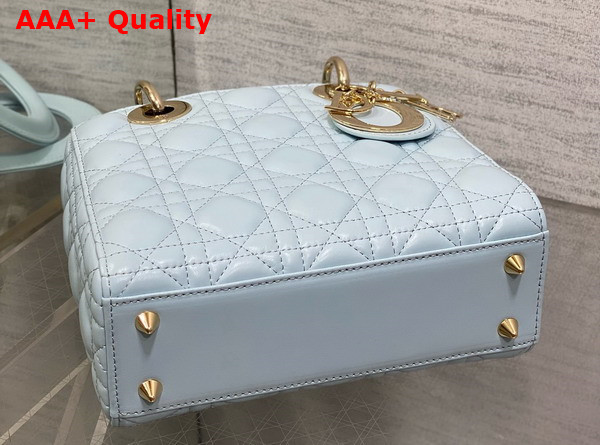 Dior Small Lady Dior My ABCdior Bag in Sky Blue Cannage Lambskin with Pale Gold Finish Metal Replica