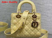 Dior Small Lady Dior My ABCdior Bag in Yellow Cannage Lambskin with Pale Gold Finish Metal Replica