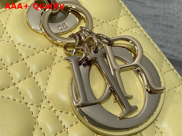 Dior Small Lady Dior My ABCdior Bag in Yellow Cannage Lambskin with Pale Gold Finish Metal Replica