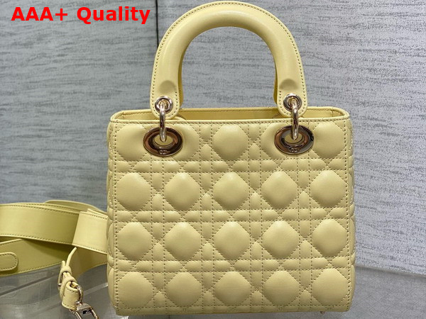 Dior Small Lady Dior My ABCdior Bag in Yellow Cannage Lambskin with Pale Gold Finish Metal Replica