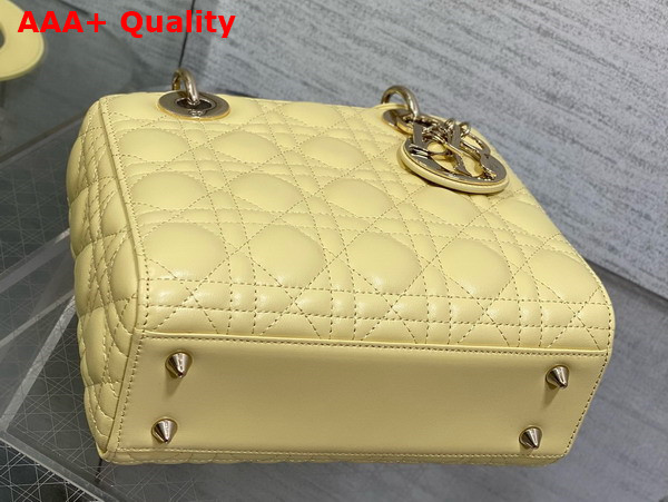 Dior Small Lady Dior My ABCdior Bag in Yellow Cannage Lambskin with Pale Gold Finish Metal Replica