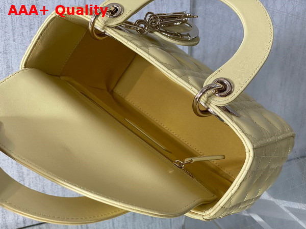 Dior Small Lady Dior My ABCdior Bag in Yellow Cannage Lambskin with Pale Gold Finish Metal Replica