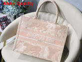 Dior Small Pink Multicolor Toile De Jouy Embroidered Dior Book Tote Replica