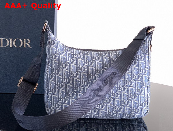 Dior Small Rider Soft Hobo Bag in Blue Dior Oblique Jacquard and Blue Grained Calfskin Replica
