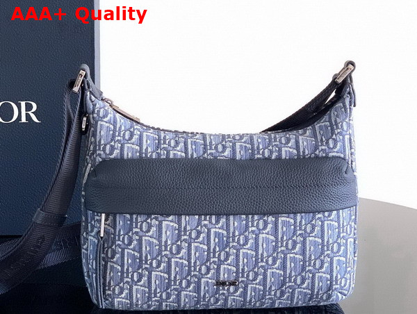 Dior Small Rider Soft Hobo Bag in Blue Dior Oblique Jacquard and Blue Grained Calfskin Replica
