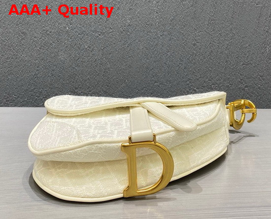 Dior Small Saddle Bag in White Dior Oblique Jacquard Canvas Replica