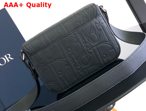 Dior Small Saddle Messenger Bag with Flap in Black Dior Gravity Leather and Black Grained Calfskin Replica