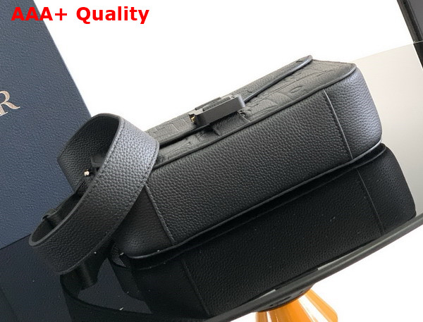 Dior Small Saddle Messenger Bag with Flap in Black Dior Gravity Leather and Black Grained Calfskin Replica
