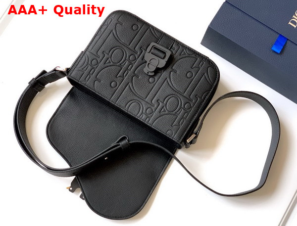 Dior Small Saddle Messenger Bag with Flap in Black Dior Gravity Leather and Black Grained Calfskin Replica