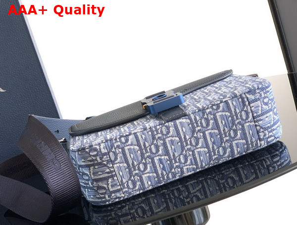 Dior Small Saddle Messenger Bag with Flap in Blue Dior Oblique Jacquard and Blue Grained Calfskin Replica