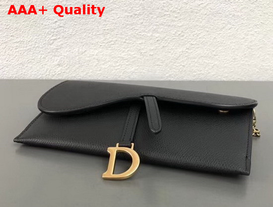 Dior Small Saddle Wallet on Chain Clutch in Black Calfskin Replica