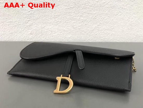 Dior Small Saddle Wallet on Chain Clutch in Black Calfskin Replica