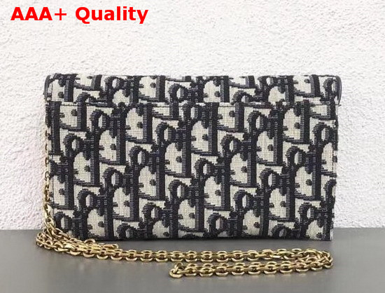 Dior Small Saddle Wallet on Chain Clutch in Blue Dior Oblique Jacquard Canvas Replica