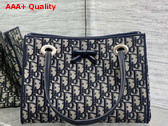Dior Small Shopping Bag in Blue Dior Oblique Jacauard Replica
