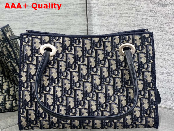 Dior Small Shopping Bag in Blue Dior Oblique Jacauard Replica