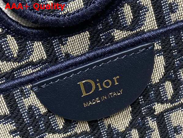 Dior Small Shopping Bag in Blue Dior Oblique Jacauard Replica