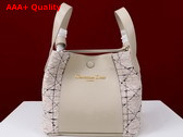 Dior Small Signature Bucket Bag in Beige Cannage Tweed and Smooth Calfskin Replica