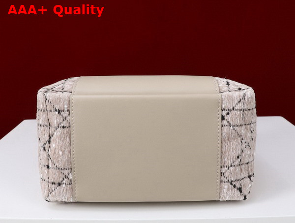 Dior Small Signature Bucket Bag in Beige Cannage Tweed and Smooth Calfskin Replica