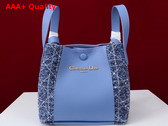 Dior Small Signature Bucket Bag in Blue Cannage Tweed and Smooth Calfskin Replica
