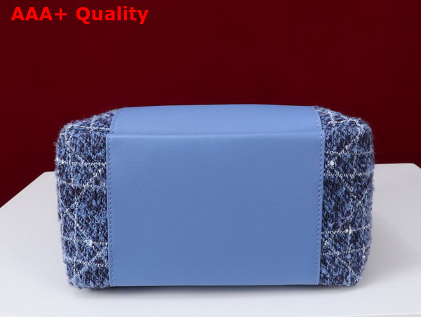 Dior Small Signature Bucket Bag in Blue Cannage Tweed and Smooth Calfskin Replica