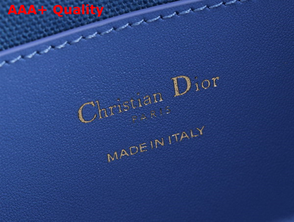 Dior Small Signature Bucket Bag in Blue Cannage Tweed and Smooth Calfskin Replica