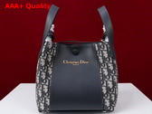 Dior Small Signature Bucket Bag in Blue Dior Oblique Jacquard and Smooth Calfskin Replica